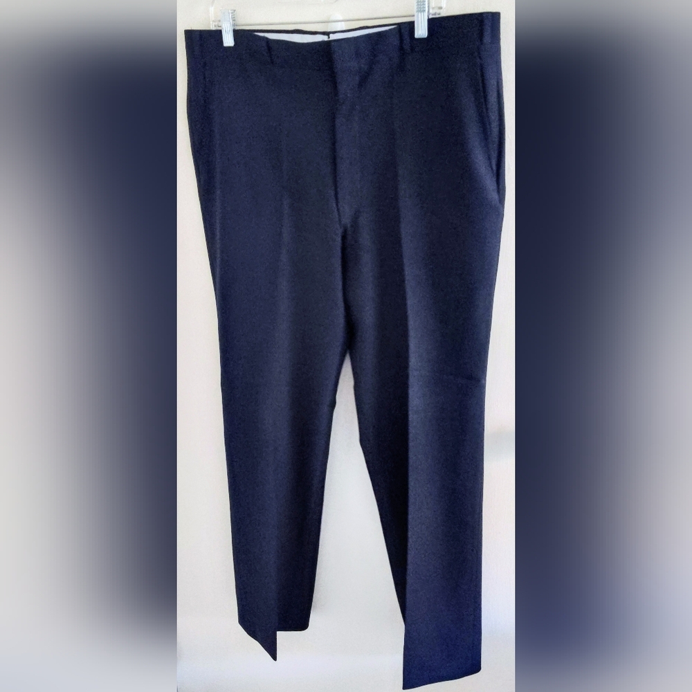 Perma prest men's size 38 X 29 dark blue dress pants. NWOT. Straight creased leg